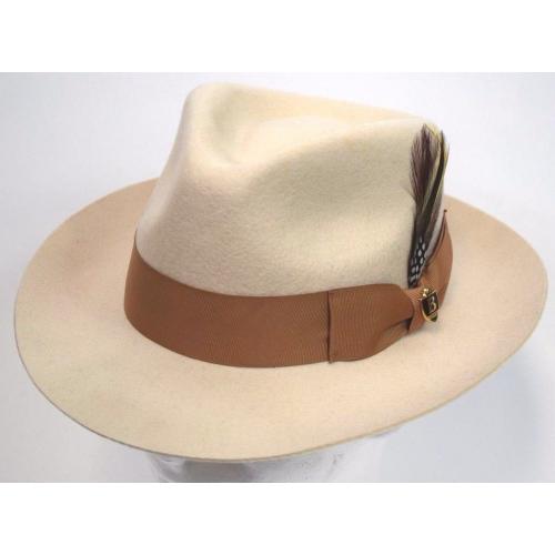 Bruno Capelo Tan / Camel Australian Wool Big Brim Fedora Dress Hat FB-221
